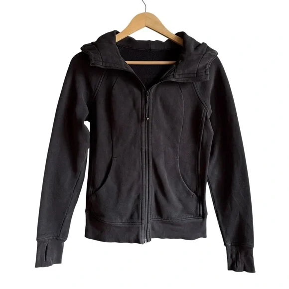 Lululemon Scuba Hoodie Light Cotton Fleece Black Size 4 - Picture 2 of 13